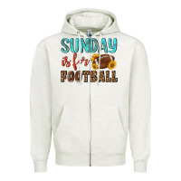 Oatmeal Heather sunday is for football Zipper Hoodie - NancyCooperArtShop