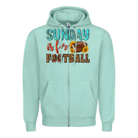 Seafoam sunday is for football Zipper Hoodie - NancyCooperArtShop