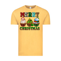 Vintage Mustard merry christmas with cupcakes Vintage Tee - AdoDesignShop