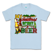Dusty Blue my christmas spirit is beer with beer bottles Classic Tee - AdoDesignShop