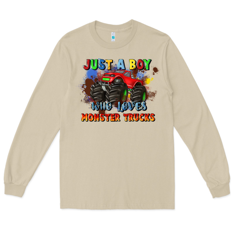 Just A Boy Who Loves Monster Trucks Long Sleeve Tee by JahusDesignShop | Teevron