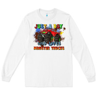 White just a boy who loves monster trucks Long Sleeve Tee - JahusDesignShop