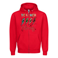 Red teacher claus Zipper Hoodie - MaliasSmallBusiness