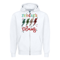 White teacher claus Zipper Hoodie - MaliasSmallBusiness