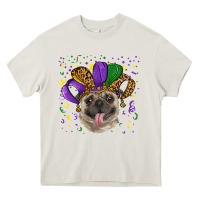 Cream mardi gras hat pug Heavy Core Tee - RanaPortraitStore