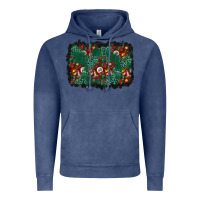 Vintage Denim christmas gift box and leopard background Vintage Hoodie - BundleAndBundleShop