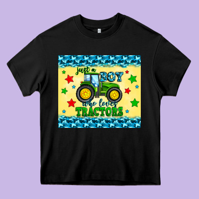 Just A Boy Who Loves Tractors Heavy Core Tee Designed By Zillion Design Studio