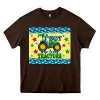 Chocolate Brown just a boy who loves tractors Heavy Core Tee - Zillion Design Studio