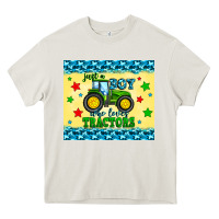 Cream just a boy who loves tractors Heavy Core Tee - Zillion Design Studio