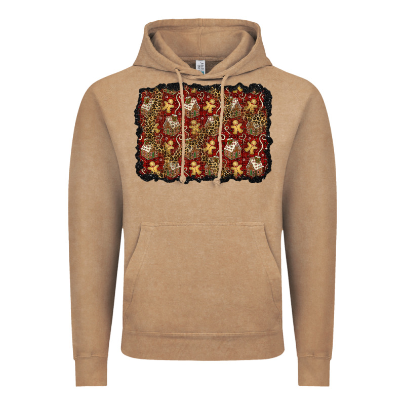 Christmas Gingerbread Man And House Background Vintage Hoodie by BundleAndBundleShop | Teevron