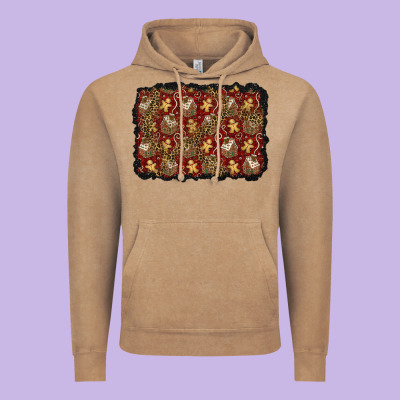 Christmas Gingerbread Man And House Background Vintage Hoodie Designed By Bundleandbundleshop