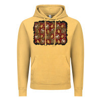 Vintage Mustard christmas gingerbread man and house background Vintage Hoodie - BundleAndBundleShop