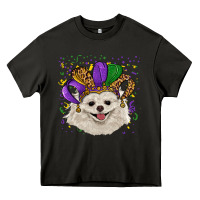 Asphalt mardi gras hat white pomeranian Heavy Core Tee - RanaPortraitStore