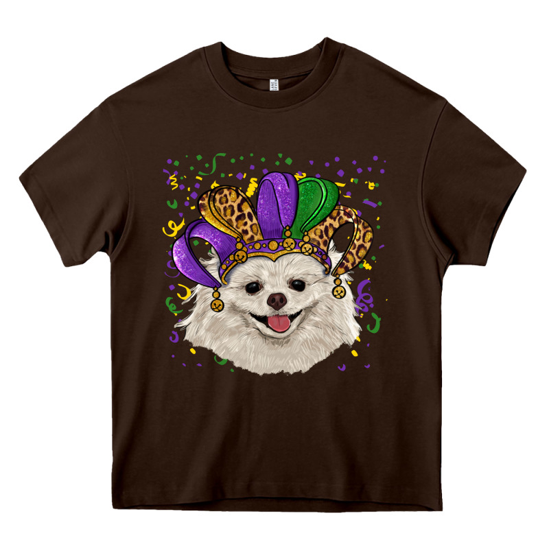 Mardi Gras Hat White Pomeranian Heavy Core Tee by RanaPortraitStore | Teevron