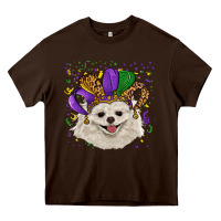 Chocolate Brown mardi gras hat white pomeranian Heavy Core Tee - RanaPortraitStore