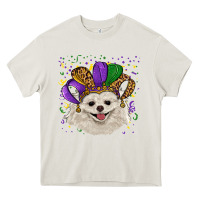 Cream mardi gras hat white pomeranian Heavy Core Tee - RanaPortraitStore