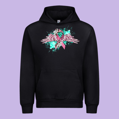 Cancer Ribbon With Angel Wings Urban Hoodie Designed By Cowgirlartshop