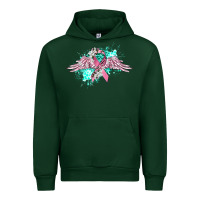 Forest Green cancer ribbon with angel wings Urban Hoodie - CowGirlArtShop