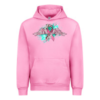 Fuchsia Pink cancer ribbon with angel wings Urban Hoodie - CowGirlArtShop