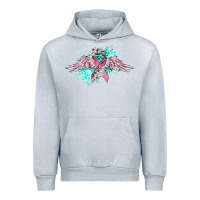 Heather Grey cancer ribbon with angel wings Urban Hoodie - CowGirlArtShop