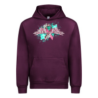 Mauve Wine cancer ribbon with angel wings Urban Hoodie - CowGirlArtShop
