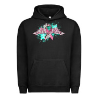Pigment Black cancer ribbon with angel wings Urban Hoodie - CowGirlArtShop