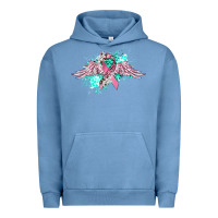 Pigment Pebble Blue cancer ribbon with angel wings Urban Hoodie - CowGirlArtShop