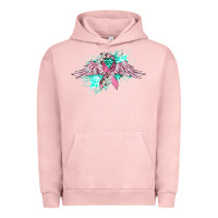 Pigment Salmon cancer ribbon with angel wings Urban Hoodie - CowGirlArtShop