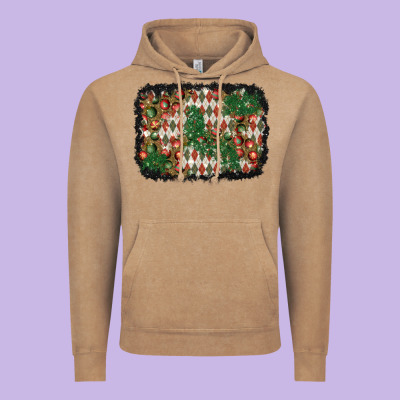 Christmas Ornament And Diamond Plaid  Background Vintage Hoodie Designed By Bundleandbundleshop