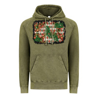 Vintage Olive christmas ornament and diamond plaid  background Vintage Hoodie - BundleAndBundleShop