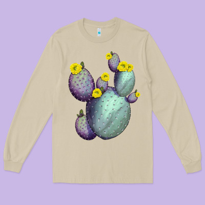 Opunthia Santa Rita Cacti Long Sleeve Tee Designed By Lillyallendesigns
