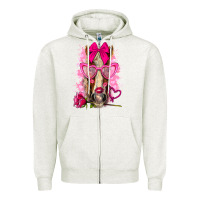 Oatmeal Heather valentines day horse with sunglasses Zipper Hoodie - NancyCooperArtShop
