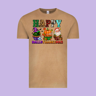 Happy Hallothanksmas With Cupcakes Vintage Tee Designed By Adodesignshop