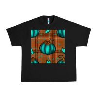 Black turquoise pumpkin plaid seamless pattern Urban Heavy Tee - BundleAndBundleShop