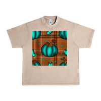 French Oak turquoise pumpkin plaid seamless pattern Urban Heavy Tee - BundleAndBundleShop