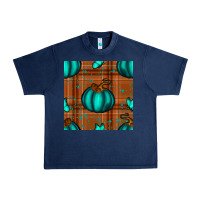 Navy turquoise pumpkin plaid seamless pattern Urban Heavy Tee - BundleAndBundleShop