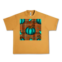 Peanut Butter turquoise pumpkin plaid seamless pattern Urban Heavy Tee - BundleAndBundleShop