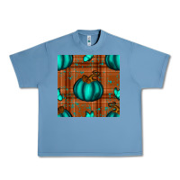 Pebble Blue turquoise pumpkin plaid seamless pattern Urban Heavy Tee - BundleAndBundleShop