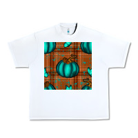 White turquoise pumpkin plaid seamless pattern Urban Heavy Tee - BundleAndBundleShop