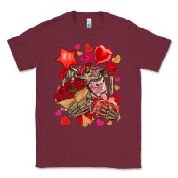 Burgundy valentines day skeleton Classic Tee - NancyCooperArtShop