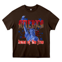 Chocolate Brown America home of the free Heavy Core Tee - texasbilliewilder