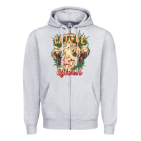Heather Grey cattle queen Zipper Hoodie - NancyCooperArtShop