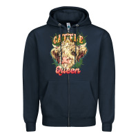 Navy cattle queen Zipper Hoodie - NancyCooperArtShop
