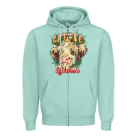 Seafoam cattle queen Zipper Hoodie - NancyCooperArtShop
