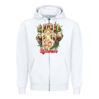 White cattle queen Zipper Hoodie - NancyCooperArtShop