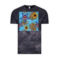 Cloud Black american star and sunflower seamless  pattern Vintage Tee - BundleAndBundleShop
