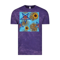 Cloud Purple american star and sunflower seamless  pattern Vintage Tee - BundleAndBundleShop