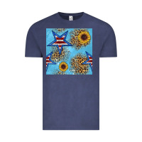 Vintage Denim american star and sunflower seamless  pattern Vintage Tee - BundleAndBundleShop