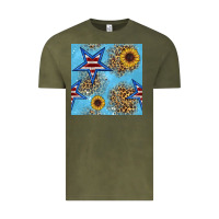 Vintage Olive american star and sunflower seamless  pattern Vintage Tee - BundleAndBundleShop