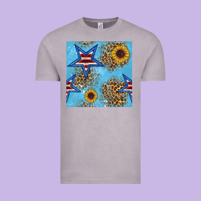American Star And Sunflower Seamless  Pattern Vintage Tee Designed By Bundleandbundleshop